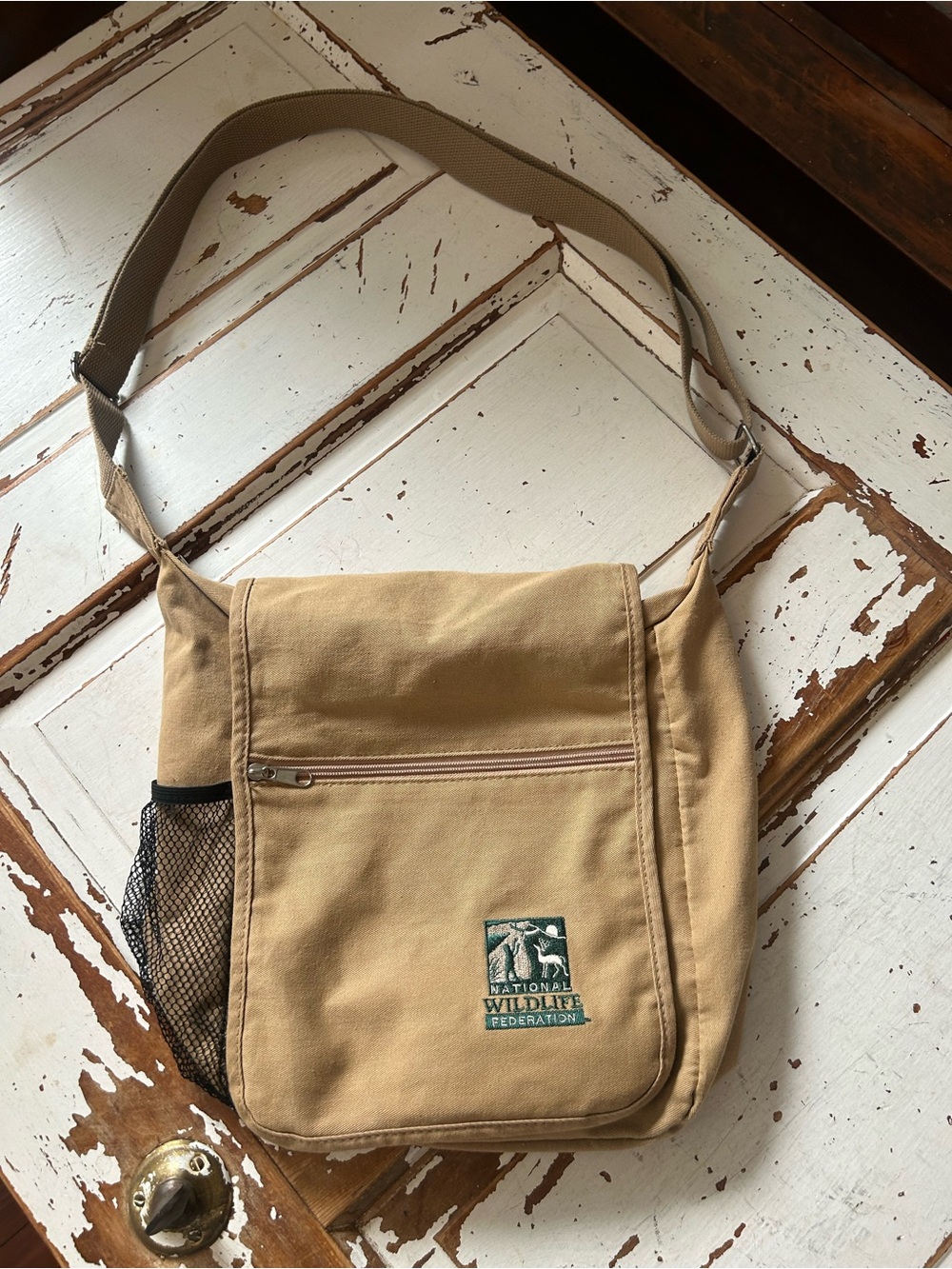 National Wildlife Federation Tan Canvas Messenger Bag Crossbody Nature Outdoors